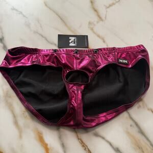 NEW N2N Bodywear Mens Body Gloss Titan Sport O-Ring Swim Brief Pink Size Large